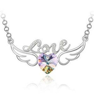 SALE ** Crystal Inlayed Love Necklace With Refractive Heart.